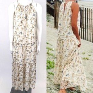 Anthropologie Drew Naomi Floral Maxi Dress M Ivory Off White Chiffon Floral